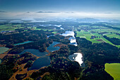 Aerial view of the Eggstatt Lakes, Eggstatt Lakes Area, Nature Reserve, Chiemgau, Upper Bavaria, Bavaria, Germany
