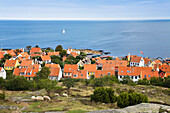 Gudhjem village at the east coast, Bornholm, Denmark, Europe