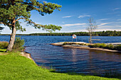 Boasjön lake under blue sky, Smaland, South Sweden, Scandinavia, Europe