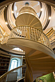 Spiral staircase at book tower of the Duchess Anna Amalia Library, Weimar, Thuringia, Germany, Europe