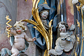Putti in der Basilika St. Alexander und St. Theodor, Benediktinerabtei Ottobeuren, Kloster Ottobeuren, Ottobeuren, Bayern, Deutschland, Europa