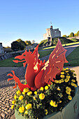 National symbol of Wales, the Welch dragon at Cardiff Castle, Cardiff, south-Wales, Wales, Great Britain