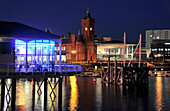 Pierhead Building and Senedd, National Assembly for Wales, Cardiff Bay, Cardiff, south-Wales, Wales, Great Britain