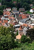 Blick auf den Roter Turm am Marktplatz vom oben, Kulmbach, Oberfranken, Franken, Bayern, Deutschland