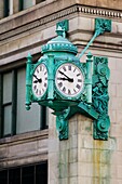 One the many clocks in downtown Chicago, Illinois United States