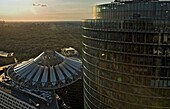 Tiergarten, Cupola of Sony Center, and to the right Deutsche Bahn building Berlin Germany