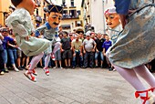 Nans nousnew dwarf-enanos nuevos dancing Patum de Lluiment Patum de lucimiento-showcasing Patum Plaça de Sant Pere La Patum Masterpiece of Oral and Intangible Heritage by UNESCO Berga Barcelona Catalonia Spain