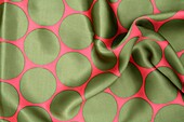 silk pink and green polka dots