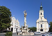 The town Szekszard, Bela Ter bela square and the catholic church 1802 - 1805 Szekszard is a famous wine-growing region in Hungary Europe, Eastern Europe, Hungary, Szekszard, August 2010