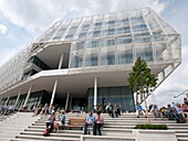 Headquarters of Unilever on riverside promenade in new Hafencity property development in Hamburg Germany