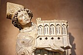 Jean Tissendier with church 1333-1344, Romanesque sculpture, Musee des Augustins, Toulouse, France
