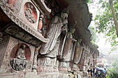 Buddhist caves of Dazu, Dazu Rock Carvings, World Heritage Site, a buddhist monk started to do carvings in the rock in the 11th century, Mahayana buddhism, tourists, Dazu, Chongqing, People's Republic of China