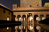 Palacios Nazaries at night, Alhambra, Granada, Spain