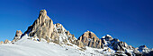 Panorama with Averau, Ra Gusela, Tofana and Hohe Gaisl, Passo Giau, Cortina d' Ampezzo, UNESCO World Heritage Site Dolomites, Dolomites, Venetia, Italy, Europe