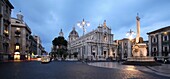 Piazza Duomo at dusk, Catania, Italy