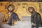 The Deësis mosaic with Christ as ruler, Hagia Sophia, Istanbul, Turkey