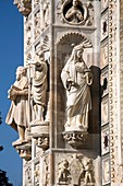 Detail of the gothic façade of Certosa di Pavia, Pavia, Italy