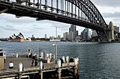 Milsons Point Ferry, Sydney Harbour Bridge and Skyline with Opera in Sydney, New South Wales, Australia