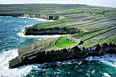 Dun Duchathair ancient Celtic stone fort on limestone cliffs of Inishmore, largest of the Aran Islands, County Galway, Ireland