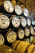 Irish whiskey matures in barrels in the warehouse of Locke’s Distillery in the town of Kilbeggan, Westmeath, Ireland