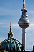 Cupola of the Berliner Dom and the Fernsehturm, Berlin, Germany
