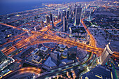 Blick von der Aussichtsplattform, At The Top, Burj Khalifa, Burj Chalifa, Sheikh Zayed Road, Dubai, Vereinigte Arabische Emirate, VAE