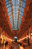 Galleria Vittorio - interior at night, Milan, Lombardy, Italy