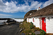 Thatched cottage at Niarbyl Bay, Niarbyl, Isle Of Man, UK - England