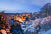 Viaduct and River Nidd in winter, Knaresborough, Yorkshire, UK - England