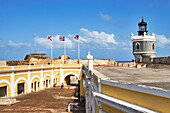 Courtyard of El Morro fort and lighthouse, San Juan, Puerto Rico, Caribbean