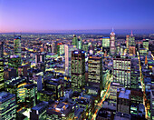 View over Central Business District at night, Melbourne, Victoria, Australia