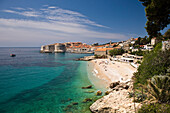 The beach at the Hotel Excelsior, Dubrovnik, Dalmatia, Croatia