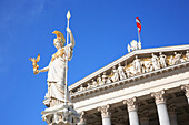 Parliament  building and statue, Vienna, Austria