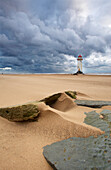 Talacre Lighthouse, Talacre Beach, Flintshire, UK - Wales