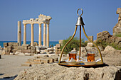 Apple tea at the Temple of Apollo, Side, Mediterranean, Turkey