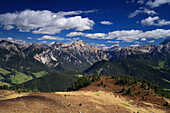 View from Col da Le to Sass de Putia and Odle Range, Welschellen - near, Italian Dolomites, Italy