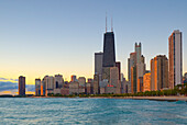 Lake Michigan and skyline with Hancock Tower, Chicago, Illinois, USA