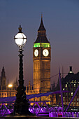 Houses of Parliament with Big Ben at night, London, UK - England