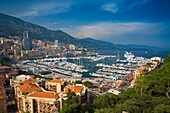 View over town and harbour, Monte Carlo, Cote dÕAzur, Monaco