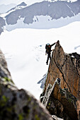 Bergsteiger am Ostgrat, Wilde Leck, Stubaier Alpen, Tirol, Österreich