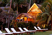 Traditional Malay house in the evening, Bon Ton Resort, Lankawi Island, Malaysia, Asia