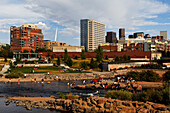 Skyline view and Platte River, DenverColorado, USA, North America, America