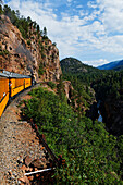 Durango-Silverton Narrow Gauge Railroad and Animas river, La Plata County, Colorado, USA, North America, America