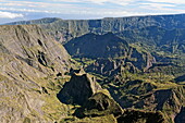 Maido, View into the caldera of Mafate, La Reunion, Indian Ocean