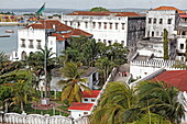 View over Beit-el-Sahel and the old customs house, Stonetown, Zanzibar City, Zanzibar, Tanzania, Africa