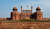 Indian Flag Flying Above the Red Fort, New Delhi, India