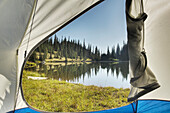 Tent and Campsite, Basin Lake near Green Water, WA, U.S.