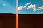 Clouds Reflected in Window, Santa Fe, New Mexico, USA