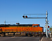 Fast Moving Train at a Railroad Crossing, Holbrook, AZ, USA