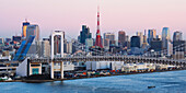 Rainbow Bridge and Tokyo Skyline, Tokyo, Honshu, Japan